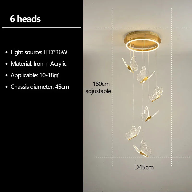 Modern Transparent Butterfly Ceiling Chandeliers Luxury Designer Pendant Lights