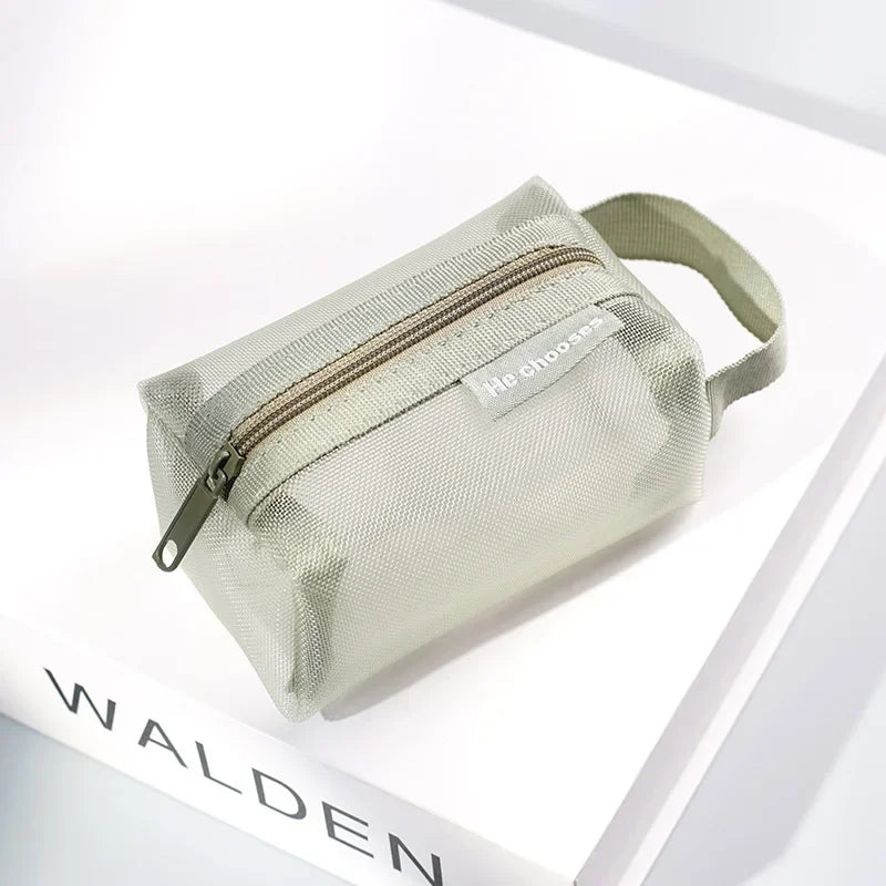 Dark Series Vintage Three-dimensional Square Nylon Mesh Coin Purse Pouch Large Capacity Key Lipstick Earphone Organizer Card Bag
