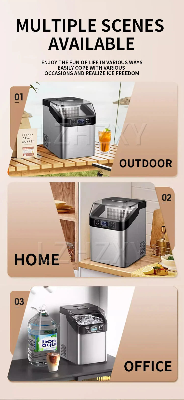 Commercial ice machine small household 30 kg desktop square ice milk tea shop dormitory night market stall ice machine