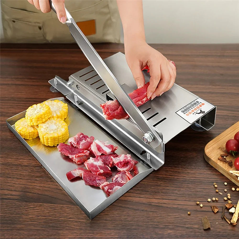 Commercial Manual Slicers for Frozen Meat Bone Minced Lamb Chicken Duck Fish Cutting Stainless Steel Bone Meat Cutting Machine