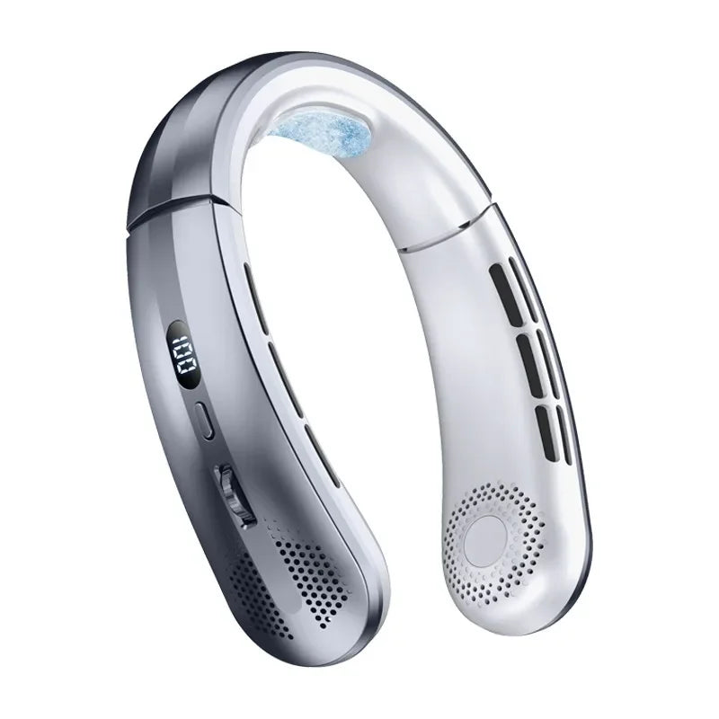 5000mAh Portable Mini Hanging Neck Fan Bladeless Neckband Fan Digital Display Power Air Cooler USB Rechargeable Electric Fans