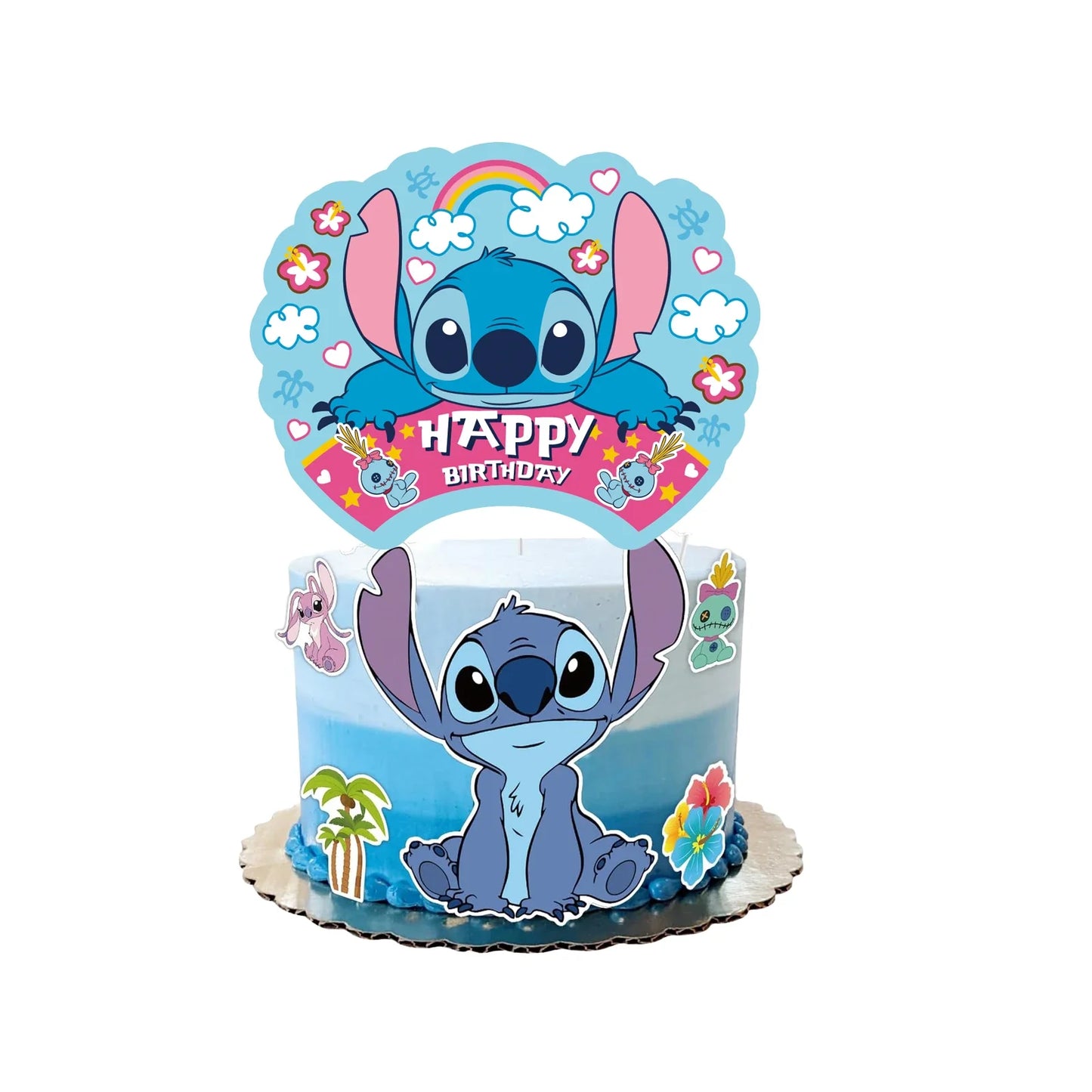 Stitch Cake Topper Set – Food-Safe Acrylic Birthday Decorations