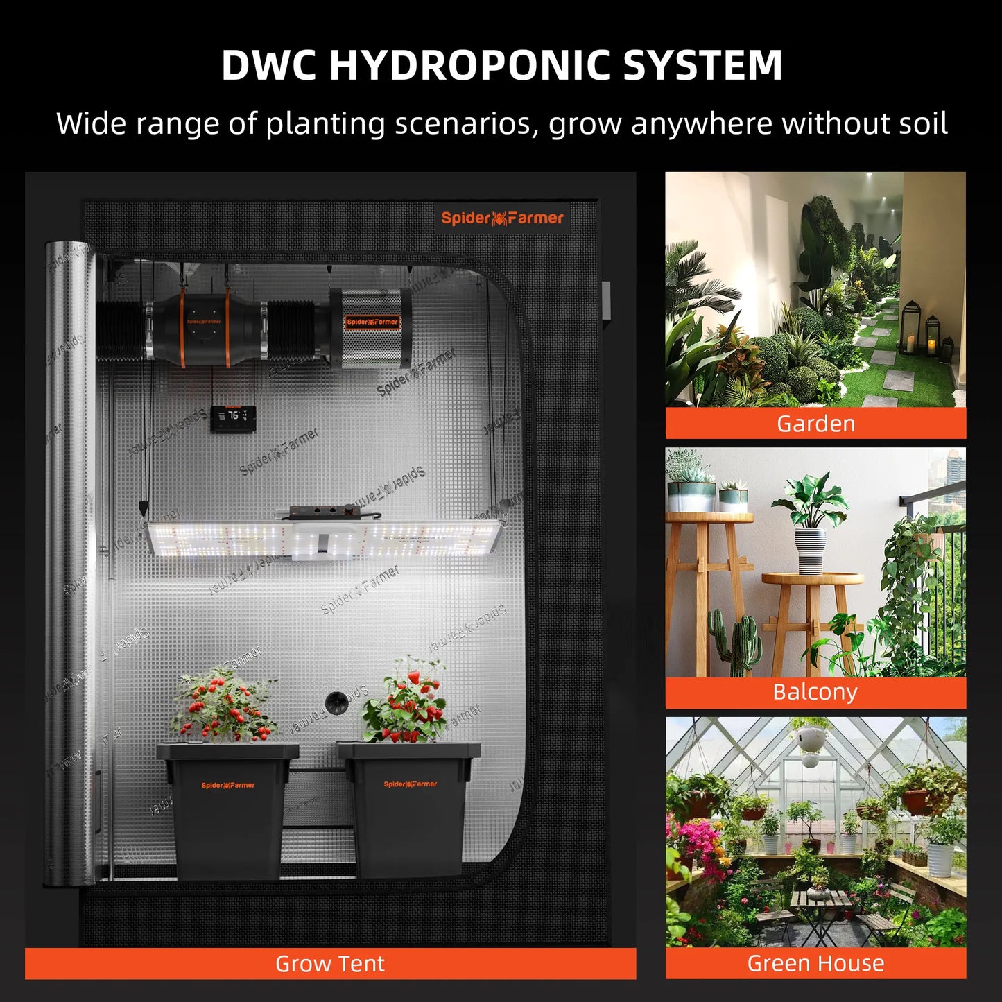 Spider Farmer 7-Gallon DWC Hydroponic System Grow Kits + Air Pump with 2 Buckets