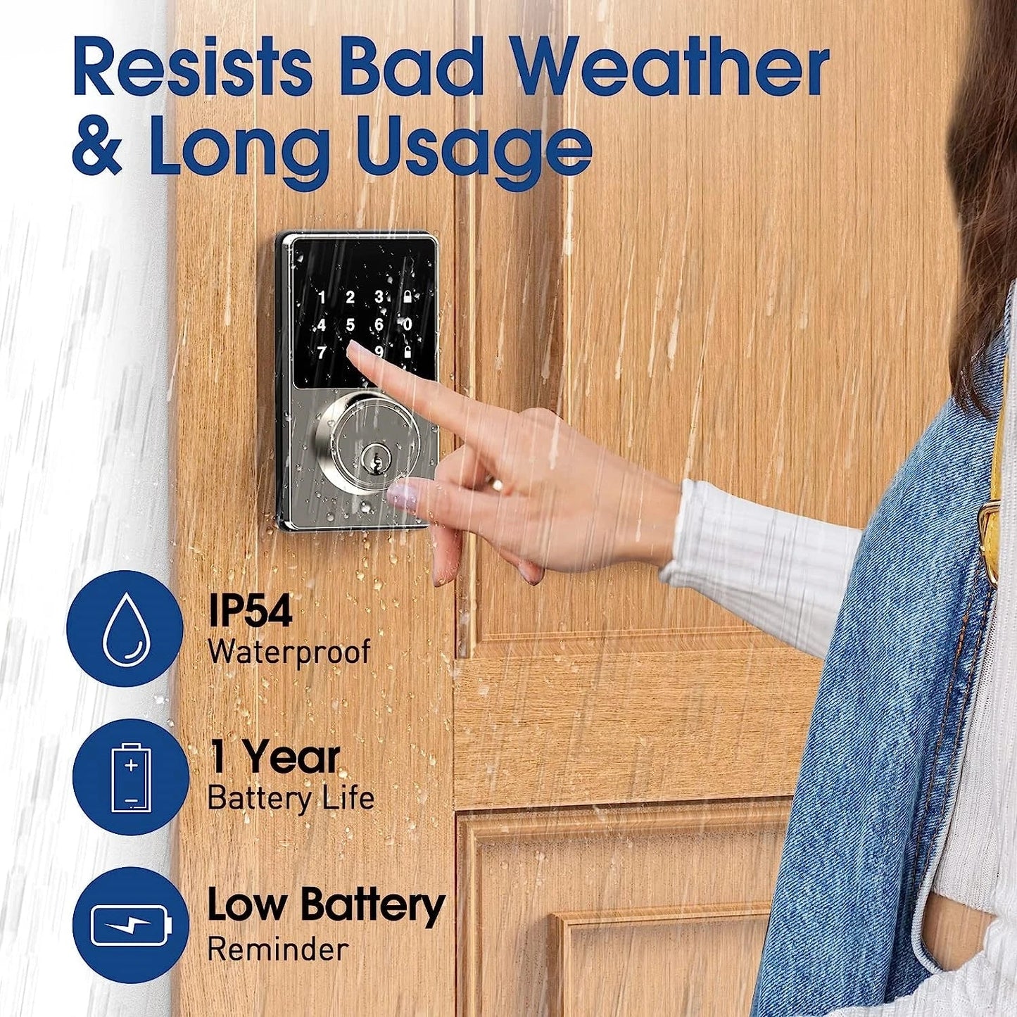 Smart Lock with password, Keyless Entry Door Lock with Touchscreen Keypads
