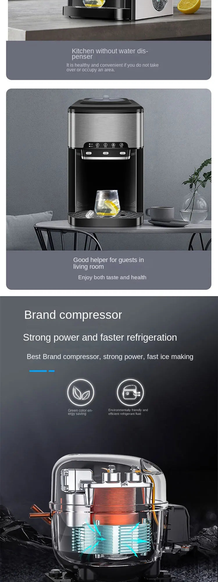 Drinking Water Ice Maker 48lbs Daily Ice Cube Makers Stainless Steel Ice Makers Countertop Tabletop Ice Maker Machine