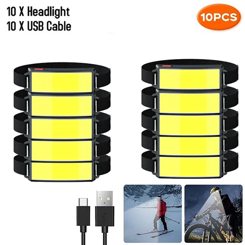 Powerful COB LED Headlamp Type-c Rechargeable Head Flashlight