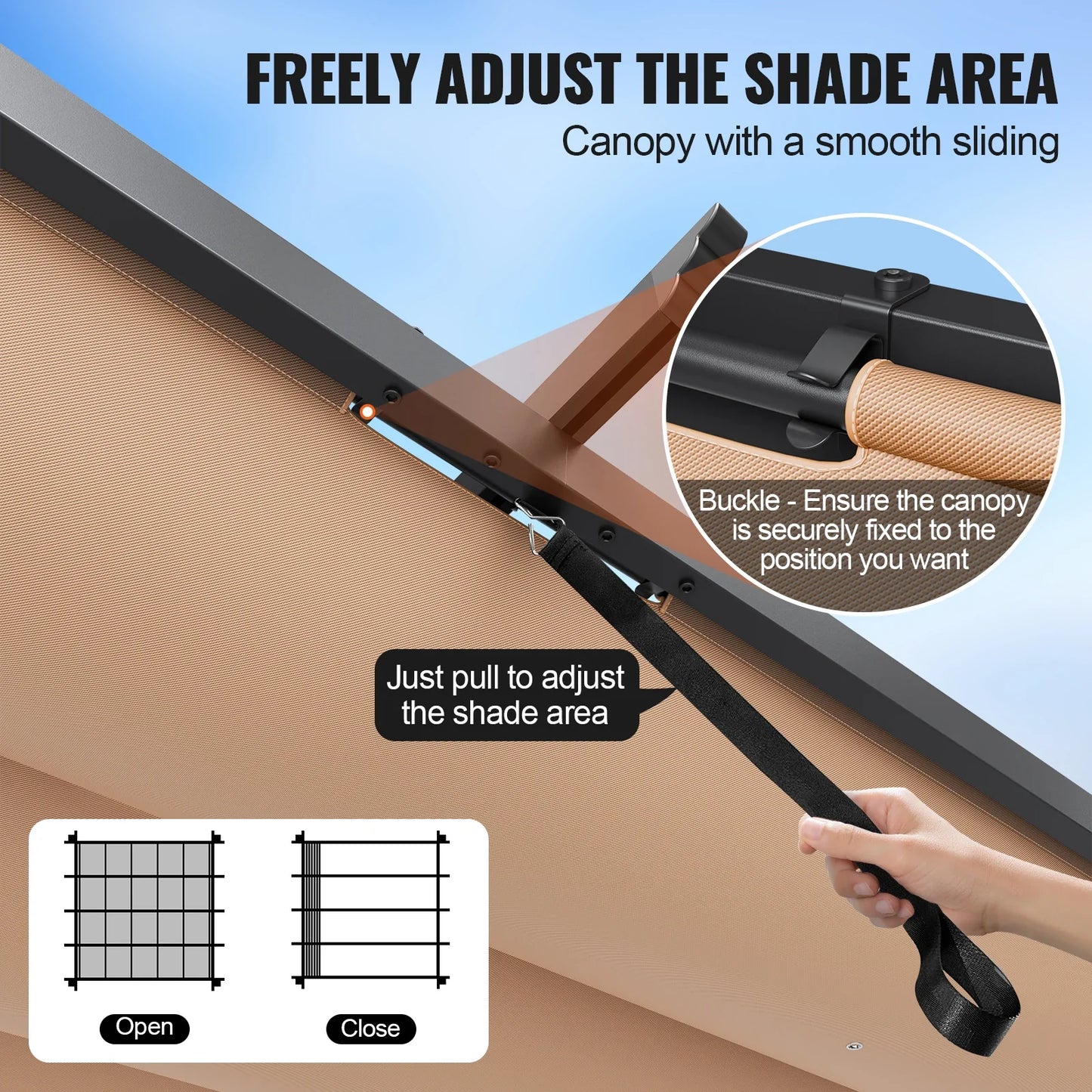 VEVOR 10'x10' Outdoor Retractable Pergola with Canopy Aluminum Pergola with Canopy Modern Pergola with Shade Canopy for Patios