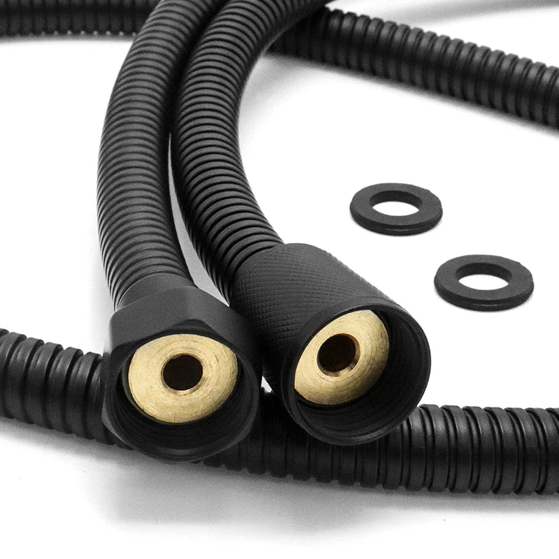 2/2.5/3M 304 Stainless Steel Encrypted Shower Hose Matte Black Flexible Shower Tube Bathroom Chrome Plated Brushed Nickel Pipe