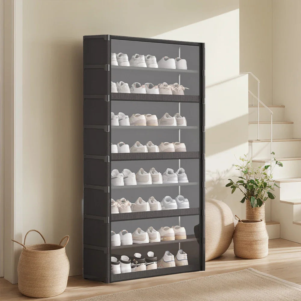 9-Tier Shoe Rack Organizer Holds 18 Pairs 18 Pair Narrow Shoes Shelf Cabinet Sneaker Rack Organizer Shoes Cabinet Closed Shelves