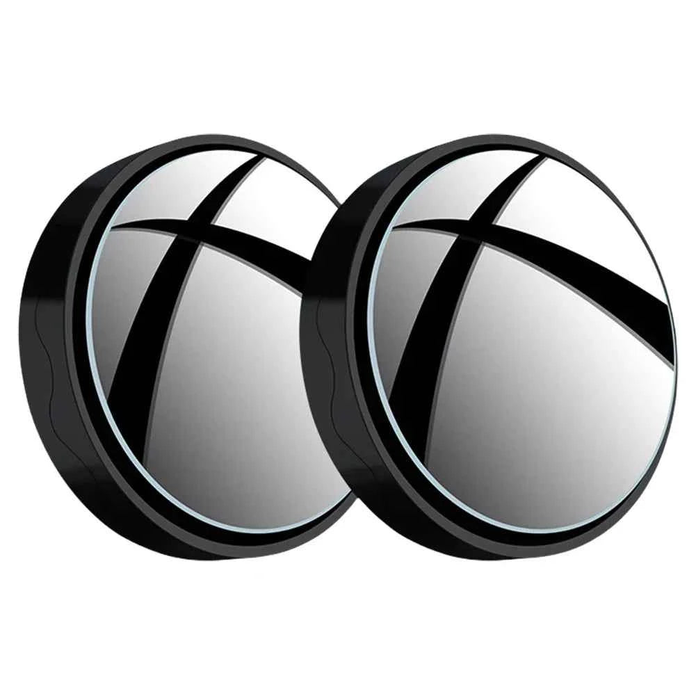2PCS Car Blind Spot Rear View Mirror – Round Frame Wide Angle Mirrors with 360° Rotation