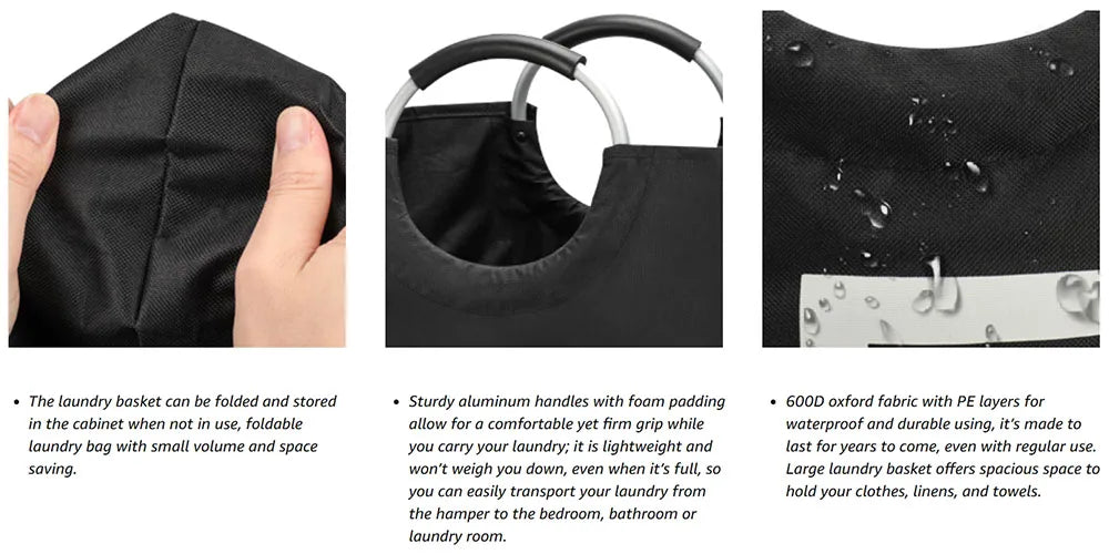 90L Large Laundry Basket, Collapsible Laundry Bag, Freestanding Tall Clothes Hamper, Foldable Washing Bin,Toy storage ,Pouch