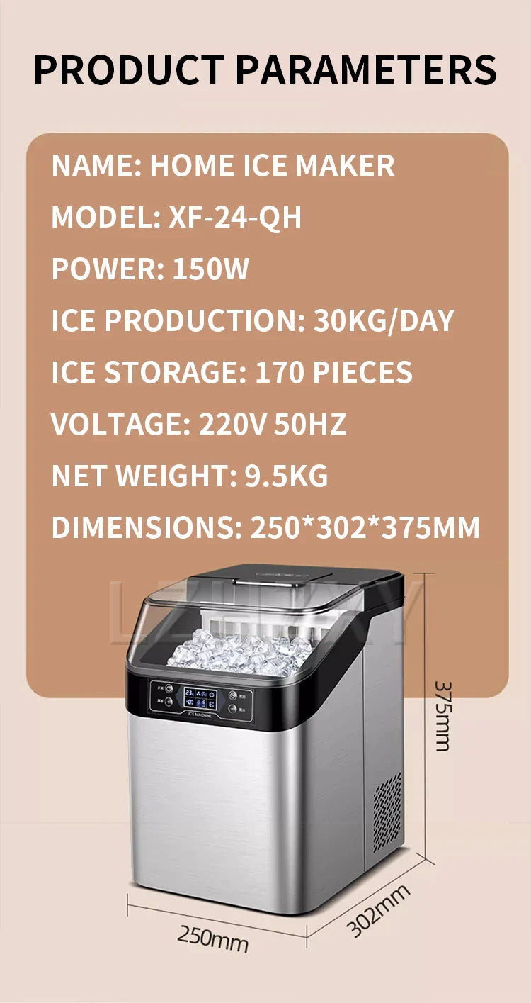 Commercial ice machine small household 30 kg desktop square ice milk tea shop dormitory night market stall ice machine