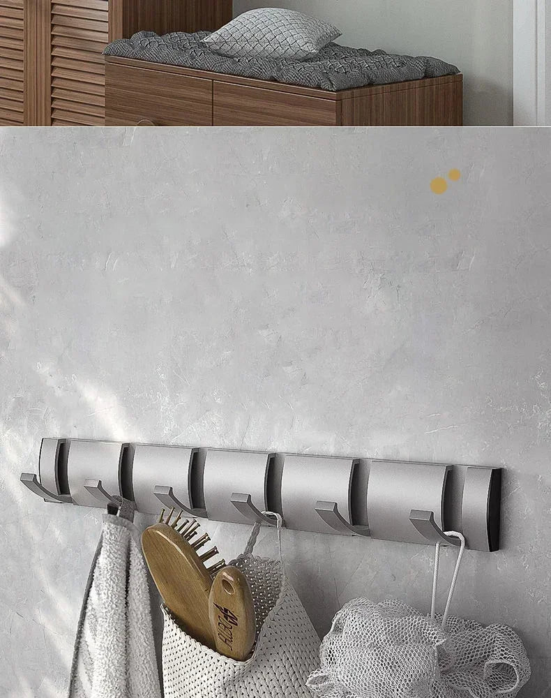 Bathroom Black Golden Hook Folding No Punch Installation Wall Mounted Rack Hooks Towel Clothes Holder Racks Hooks Bedroom