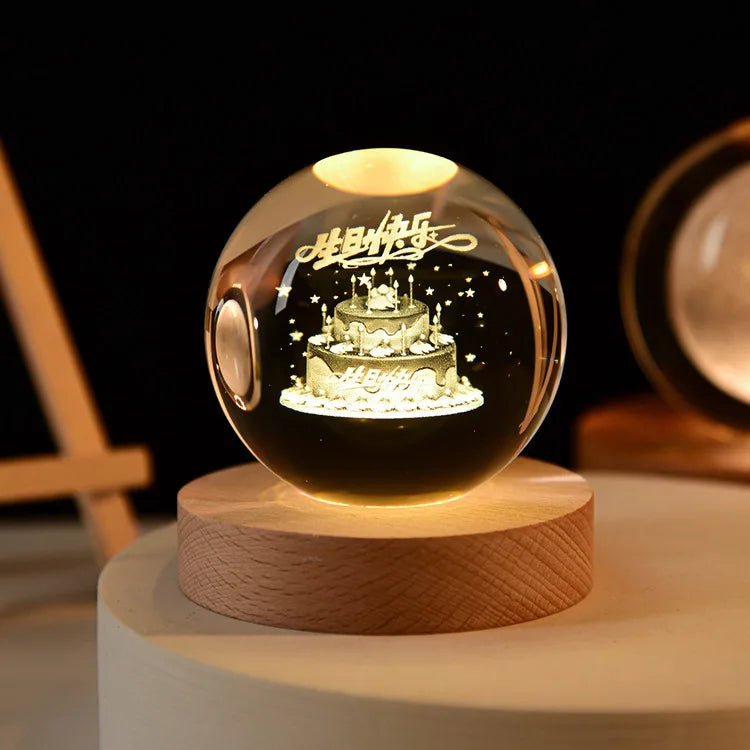 3D Crystal ball Planet Night Light