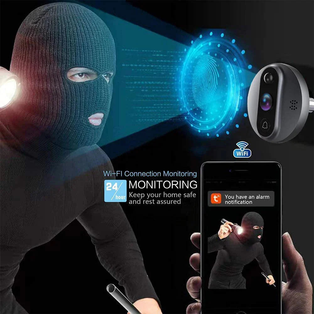 Smart Life 1080P WiFi Door Bell Eye Peephole Camera 5000mAh Battery