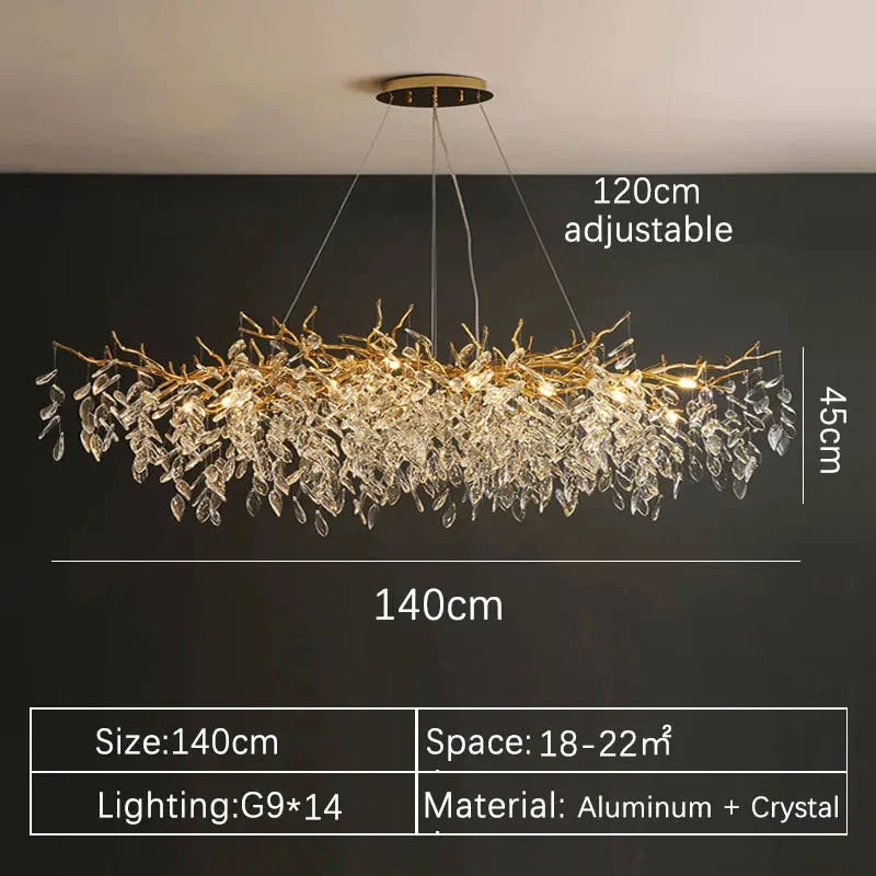 Luxury Gold Crystal LED Ceiling Pendant Lamps Indoor Villa Lights Fixture