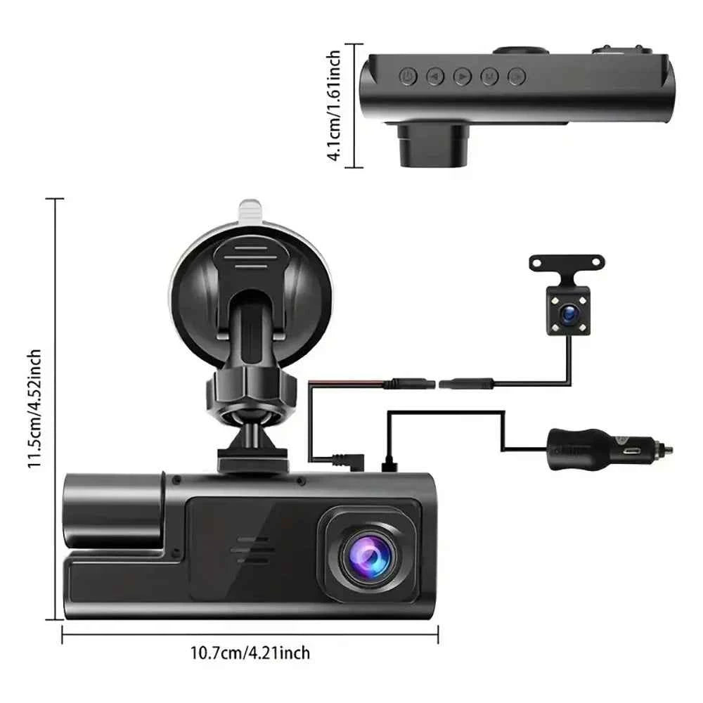 3 Lens Car Recorder with Memory Card Car Camera 1080P VCR WIFI Car DVR 2 Lens Front and Rear View Camera Night Vision Car Access