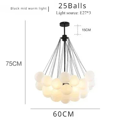 37 Glasses Bubble Chandeliers Frosted Glass Gold Black Pendant Light