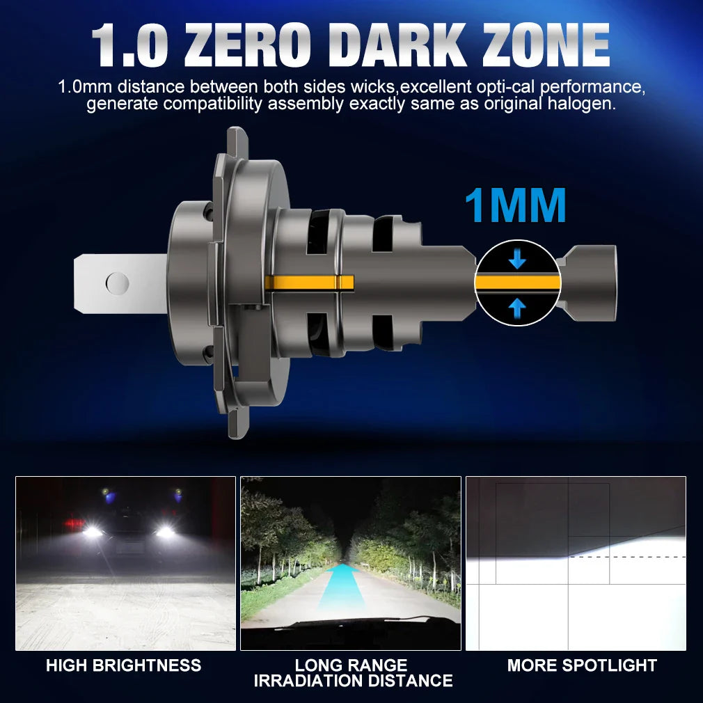 450000LM H7 LED Bulb Headlight Double Copper Tube