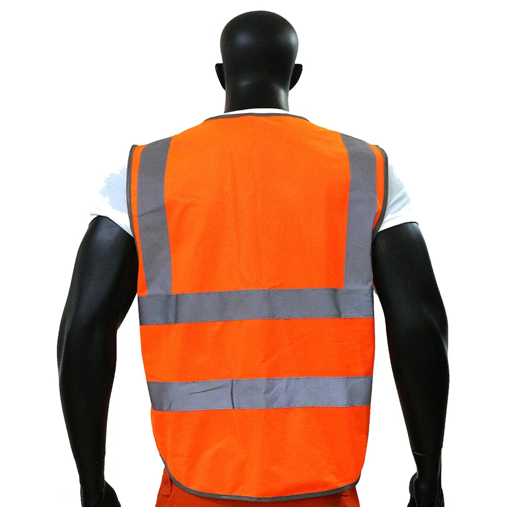 9 Pockets Class 2 High Visibility Reflective Safety Vest for Men Women Work Construction Orange Safety Vests Hi Vis Workwear