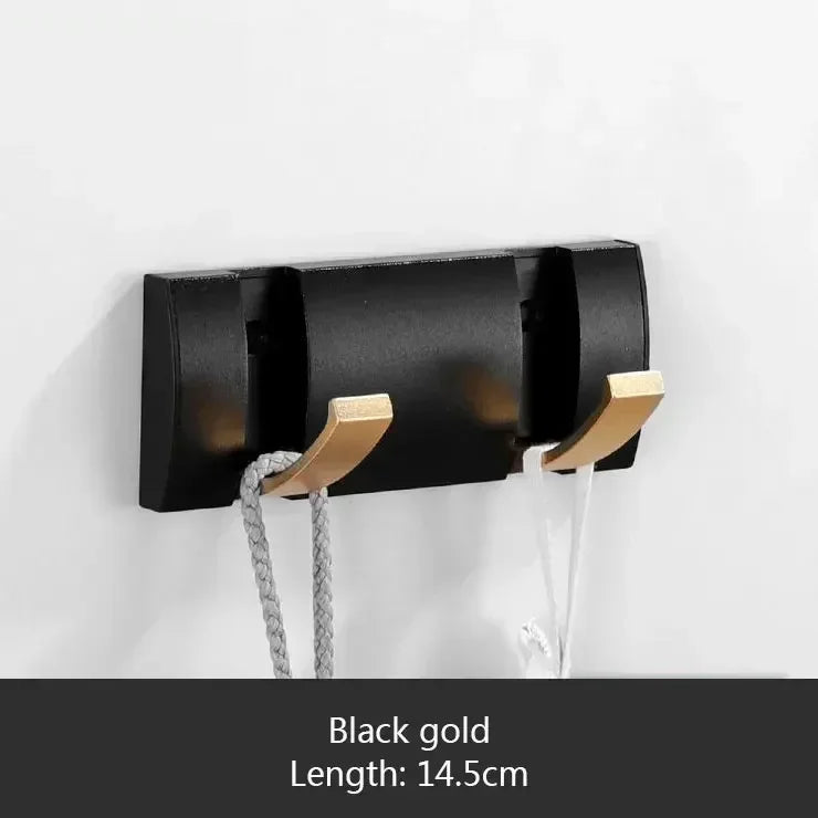 Bathroom Black Golden Hook Folding No Punch Installation Wall Mounted Rack Hooks Towel Clothes Holder Racks Hooks Bedroom