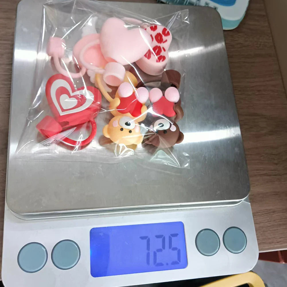 6Pcs Cute Heart Straw Covers Reusable Heart Cup Straw Covers Heart Straw Tips Protectors for Stanley 30/40oz Tumbler Accessories