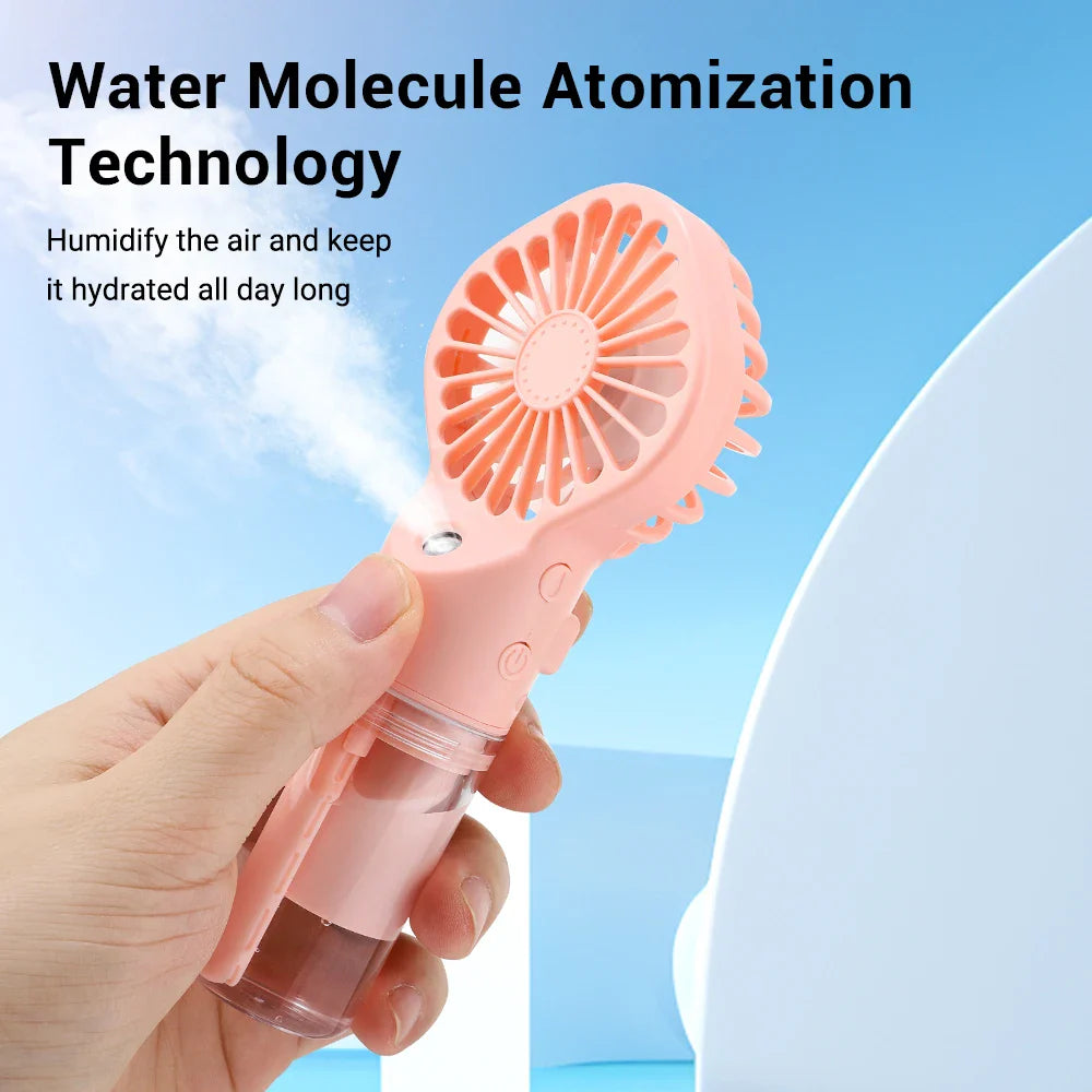 1pc Portable Handheld Spray Fan Mini Water Mist Cooling Fan for Student Dormitory Outdoor Summer Supplies Small Personal Fan