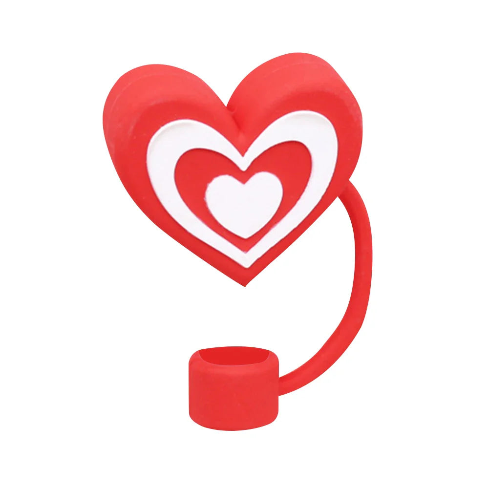 6Pcs Cute Heart Straw Covers Reusable Heart Cup Straw Covers Heart Straw Tips Protectors for Stanley 30/40oz Tumbler Accessories