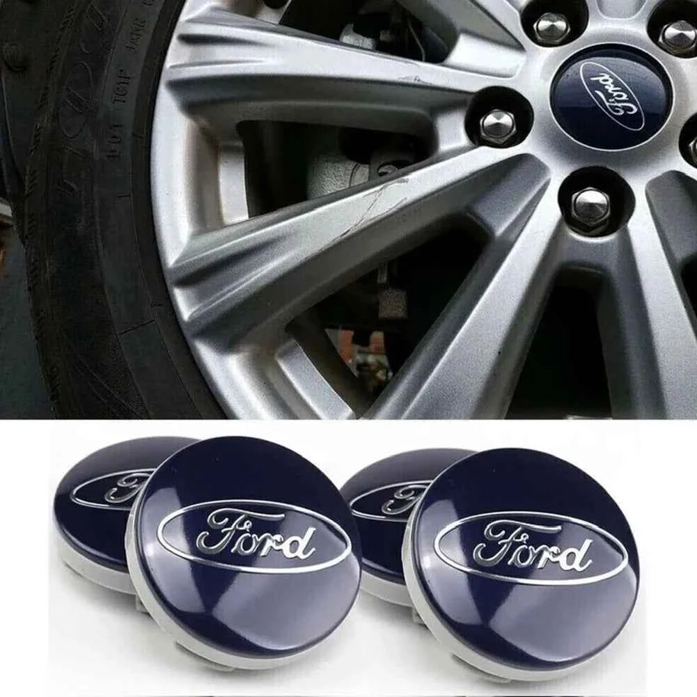 4 X 54MM Wheel Centre Caps Set Hub Centre Rim Cover Badge Blue Center Wheel Cap Kit Fit For Ford Most Models