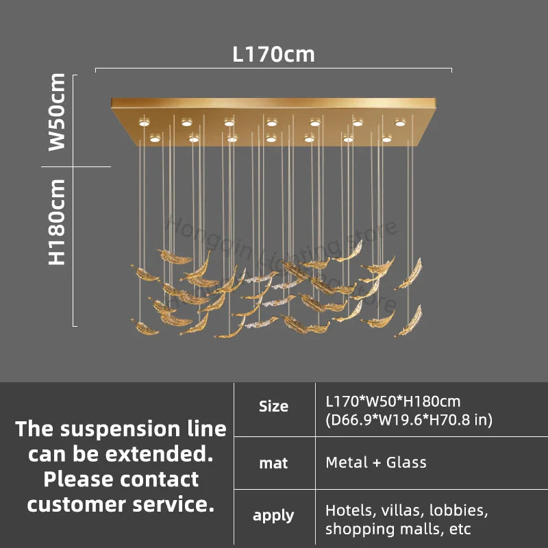 luxury Glass Hanging  Led Chandelier