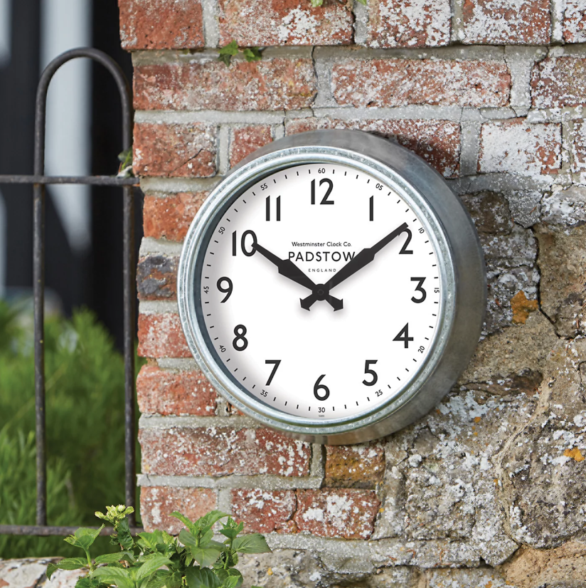 26cm Traditional Silver Clock Indoor and Outdoor