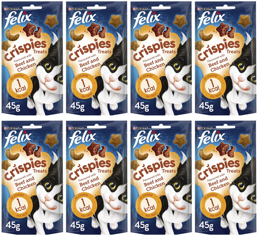 8 x Felix Cat Crispies Beef & Chicken - 45GM