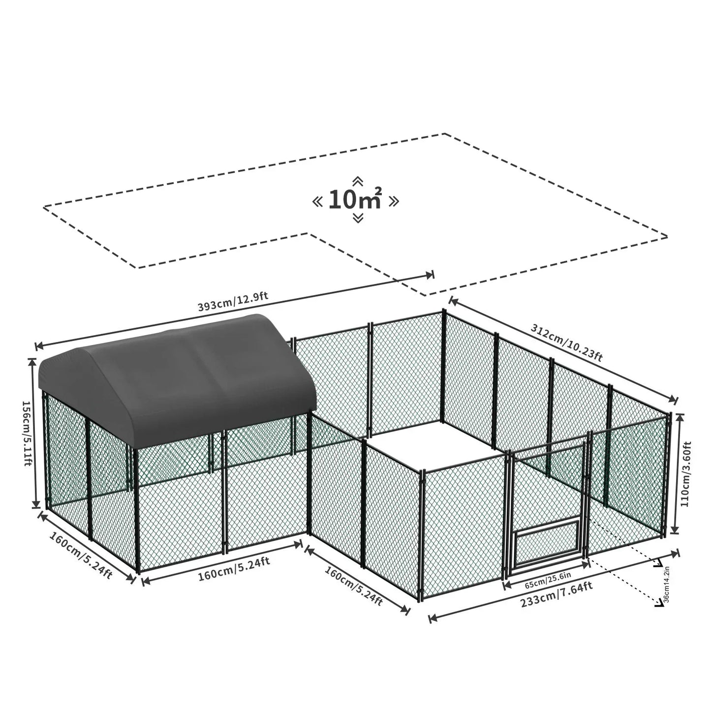 Extra Large Chicken Coop for Outdoor, Farm Metal Poultry Run, Walk-in Cage, House Kennels with Waterproof Cover
