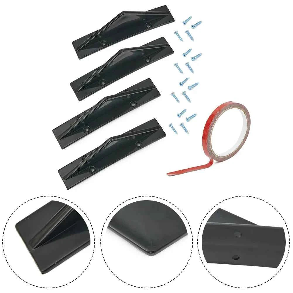 4pcs Car Rear Bumper Lip Diffuser Splitter Spoiler Scratch Protector Fin Trim Caps Universal Exterior Accessory For 300