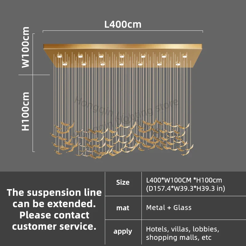 luxury Glass Hanging  Led Chandelier