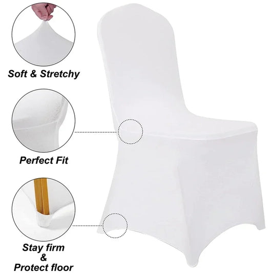 10Pcs Solid Color Chair Cover Spandex Slip Cover Stretch Wedding Banquet Party Reataurant Banquet Hotel Dining Chair Covers