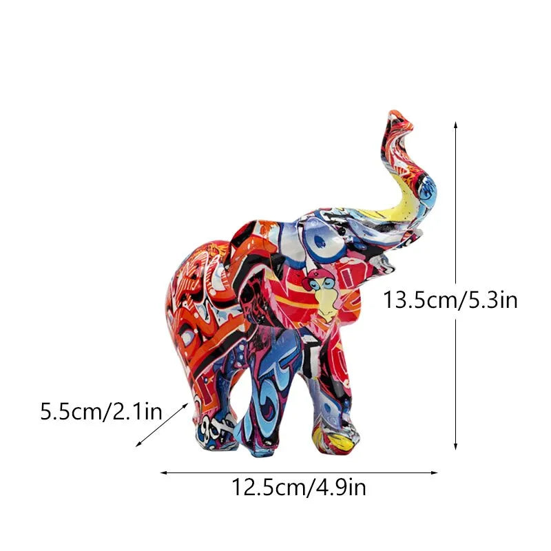Resin Colorful Transfer Printed Elephant Figurines