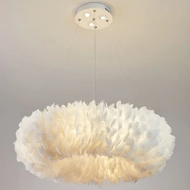 Led Ceiling Chandelier With Feathers Pendant Hanging Light