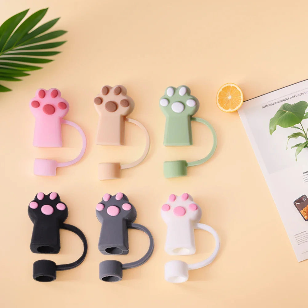 6Pcs Silicone Cat Paw Straw Covers Dust-Proof Cat Paw Straw Caps Cat Paw Straw Toppers for Stanley 30/40oz Tumbler Accessories