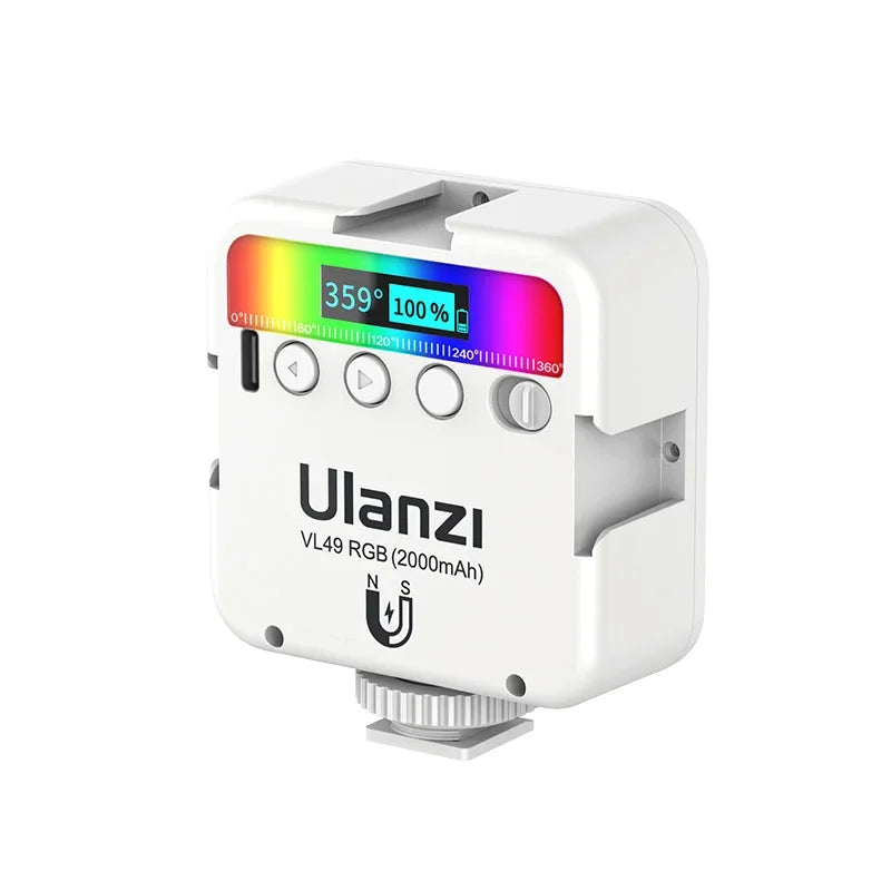 Full Color RGB LED Video Light 2500K-9000K 800LUX Magnetic