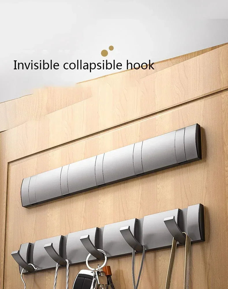 Bathroom Black Golden Hook Folding No Punch Installation Wall Mounted Rack Hooks Towel Clothes Holder Racks Hooks Bedroom