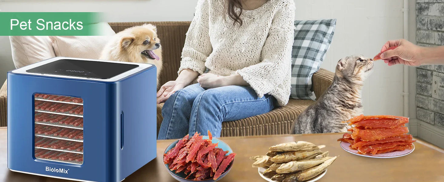 BioloMix 6 Trays Food Dehydrator with LED Touch Control,Digital Temperature and Time,Dryer for Fruit Vegetable Meat Beef Jerky