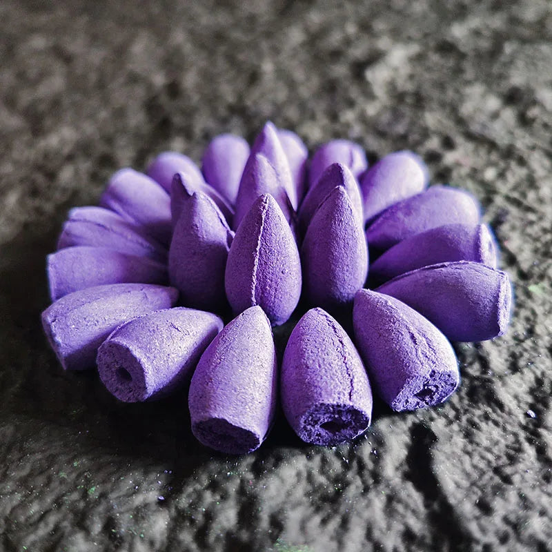 20 pcs Natural Indian Cone Insence Lavender Waterfall Reflux Tower Incense for Backflow Burner Home Tea Room Hotel Fragrance
