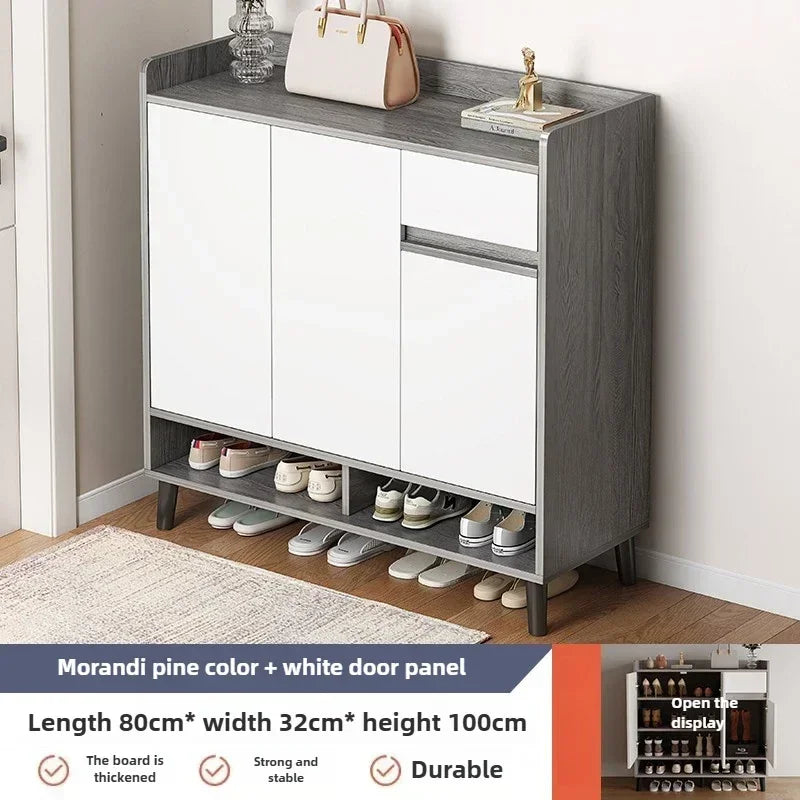 Corridor Shoe Cabinet At The Entrance of The Home Corridor Indoor Entrance Door Entrance Cabinet New Solid Wood Rack Shoe Shelf