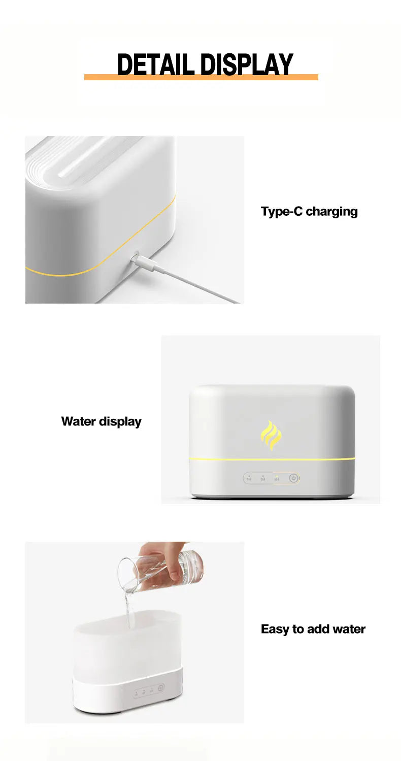 7 colors Fire Flame Air humidifier Cool Mist Usb Led change color Aroma Essential Oil Diffuser h2o air humidifier Room Freshener