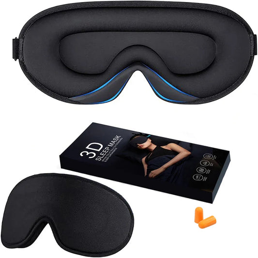 2pcs Total Blackout 3D Sleeping Mask, Super Lightweight & Silky Soft Eye Mask for Sleeping, Fully Adjustable Black