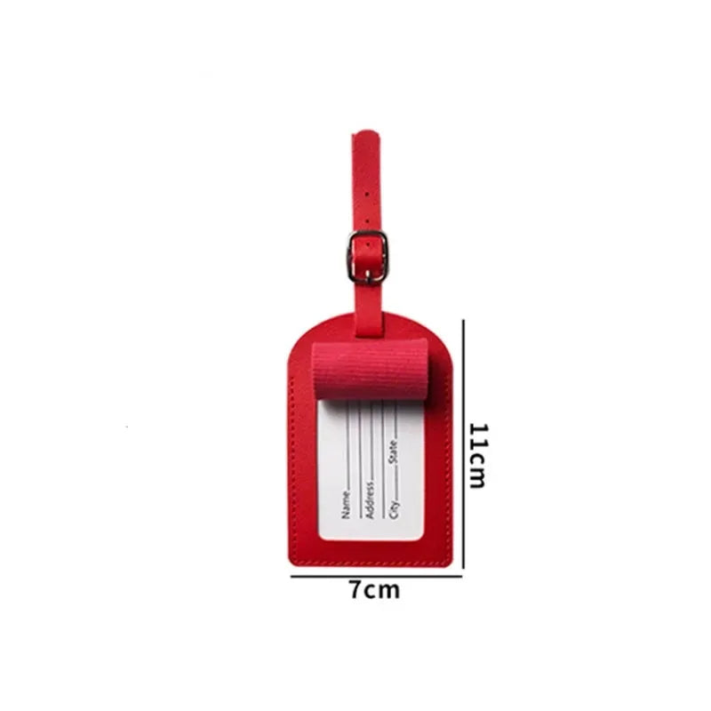 Stamped Leather Business Luggage Tag Suitcase Address Label Luggage Boarding Case Label Name ID Address Clip Travel Accessories