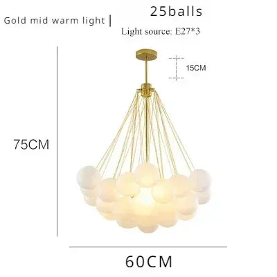37 Glasses Bubble Chandeliers Frosted Glass Gold Black Pendant Light