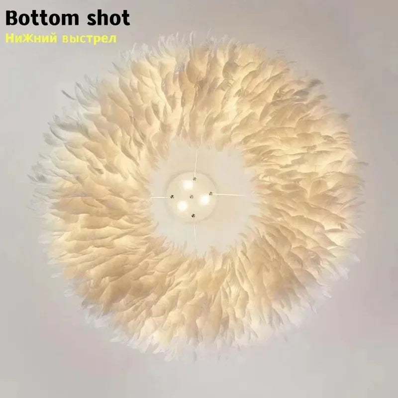 Led Ceiling Chandelier With Feathers Pendant Hanging Light