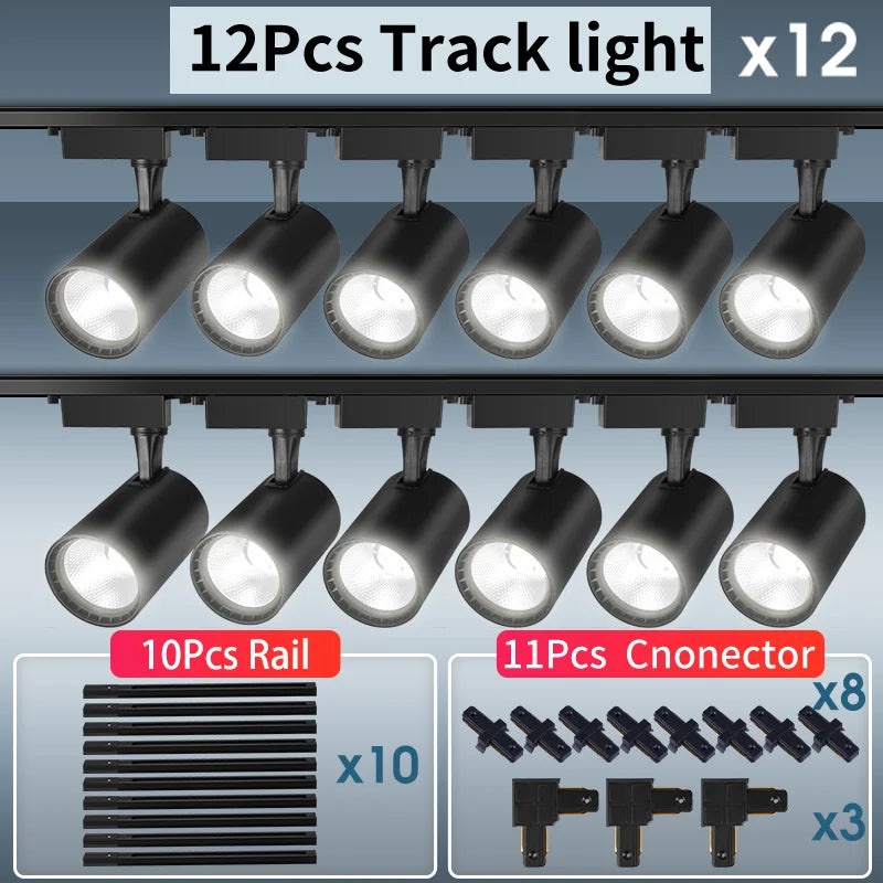 Whole Set 220V Led Track Light Fixture Rail Lighting System